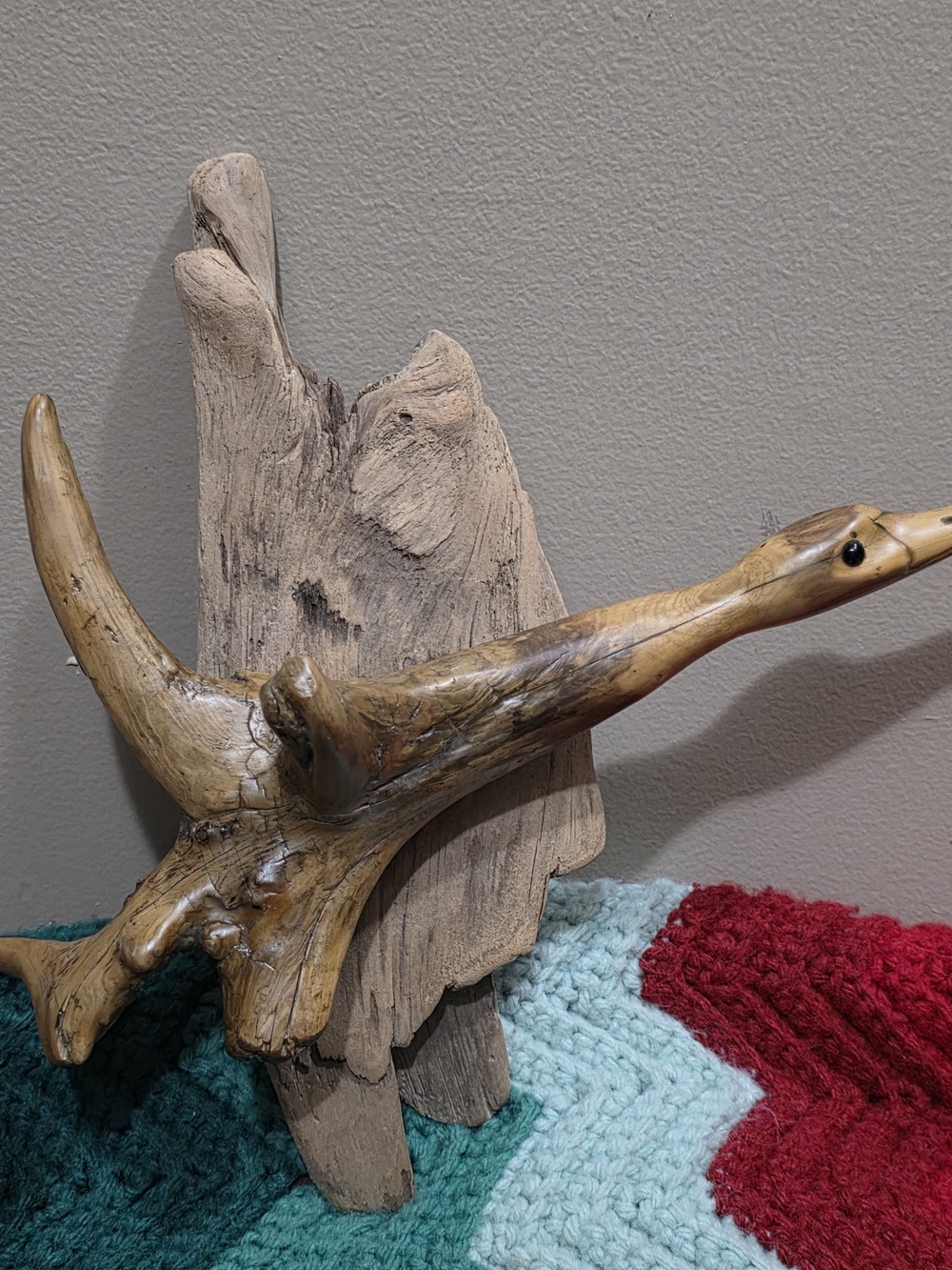 Vintage Canadian Folk Art Carved Driftwood Duck Wall Sculpture - Noble A Needham
